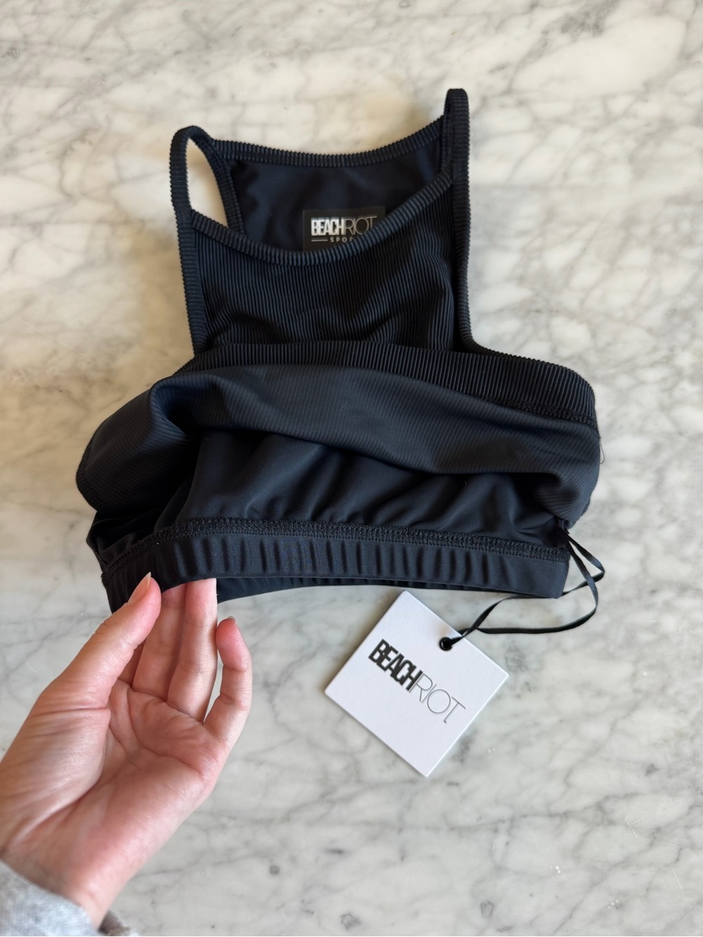 Beach Riot Black Ribbed High Neck Crop - Picture 3 of 3